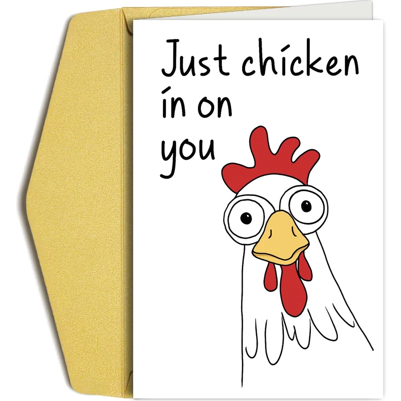 Funny Chicken Card: A Wide-Eyed Hen Who Is Just Chicken In On You
