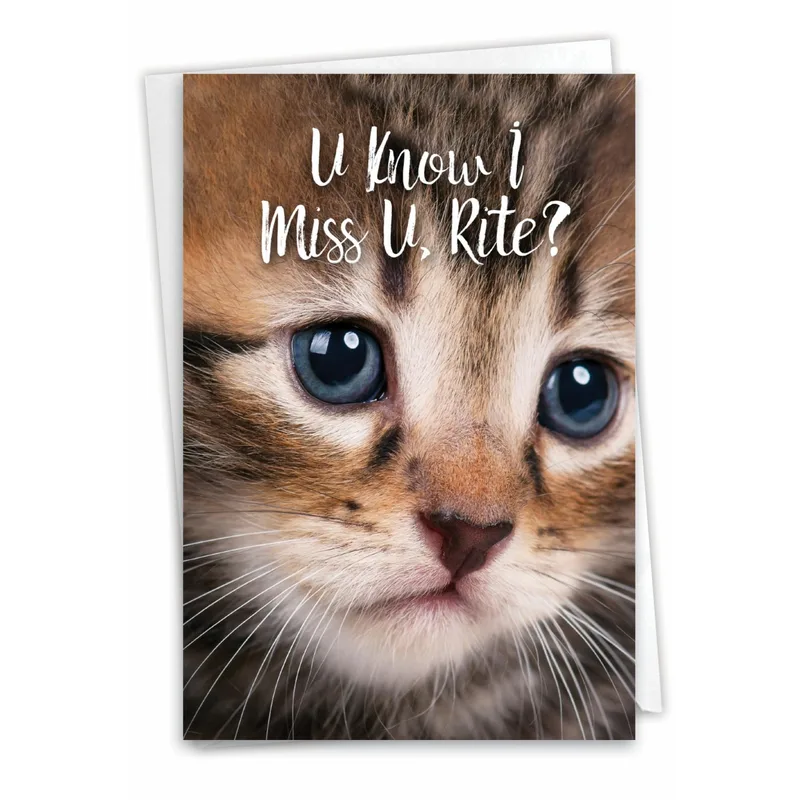 Missing You Cute Kitten Card for Someone Far Away
