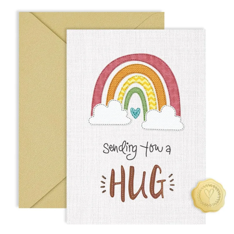 Rainbow Hug Card: A Sentimental Rainbow Clouds Design