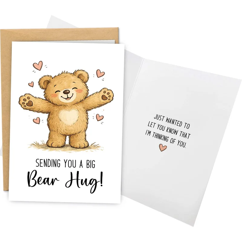 Cute Thinking of You Card with a Teddy Bear Hug