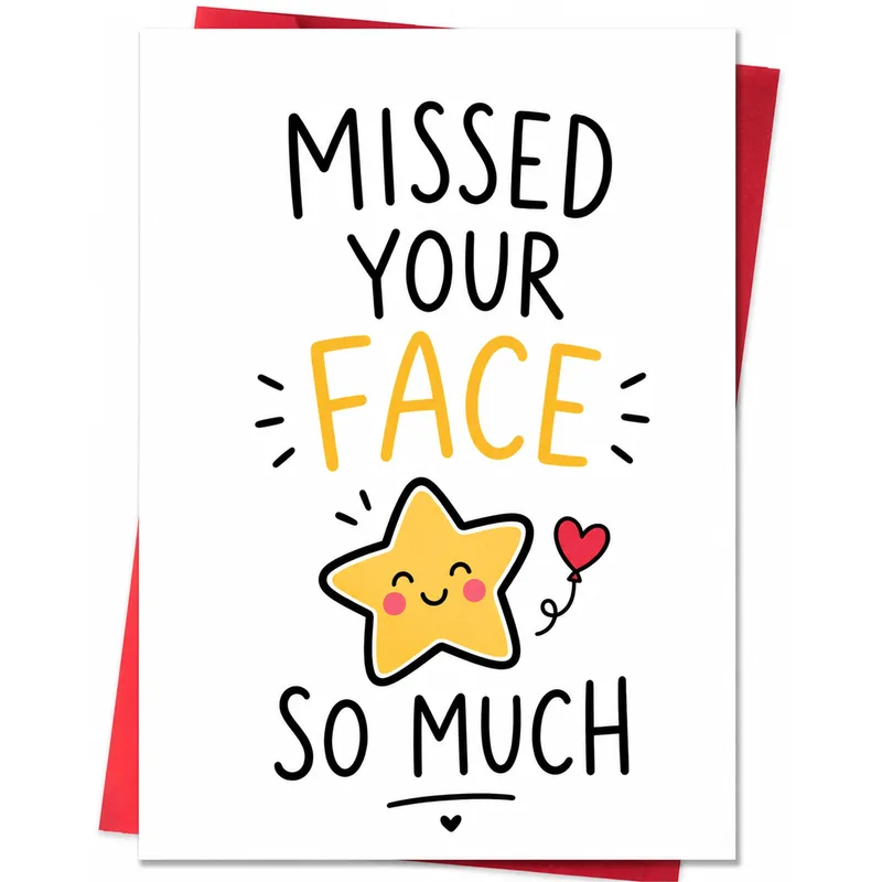 Missed Your Face Card: A Yellow Smiling Star Hello