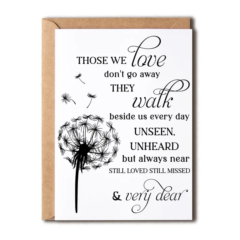 Black Dandelion Silhouette Card for Remembrance and Comfort