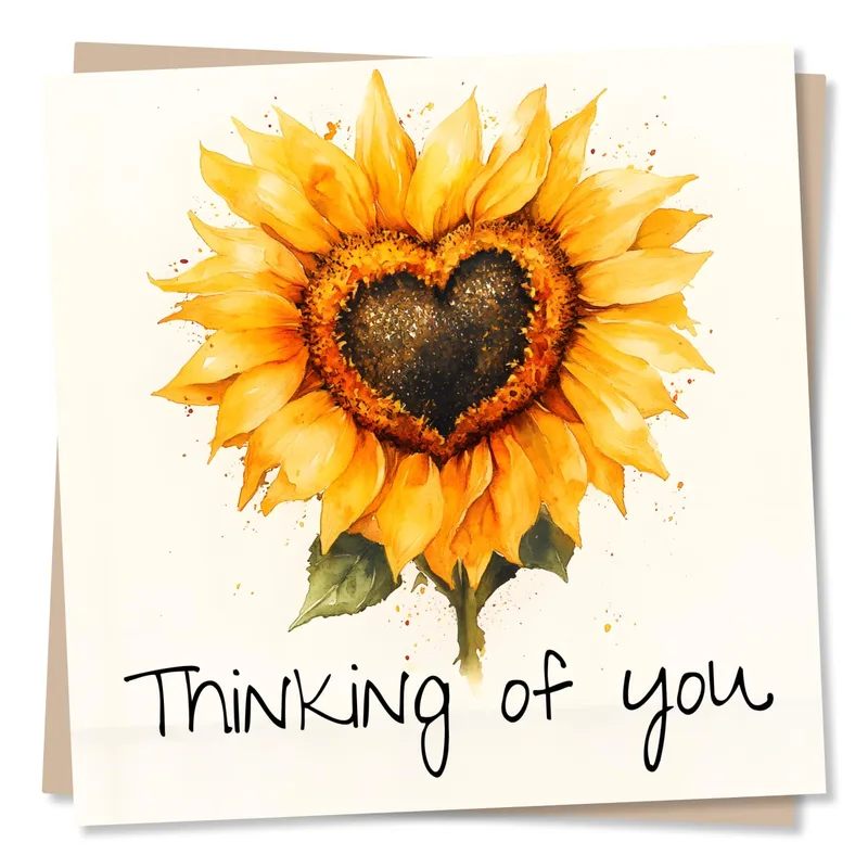 Heart Sunflower Card for Thinking of You Moments