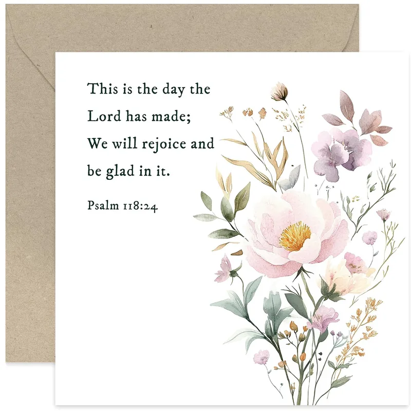 Christian Faith Card with Pink Watercolor Floral Design