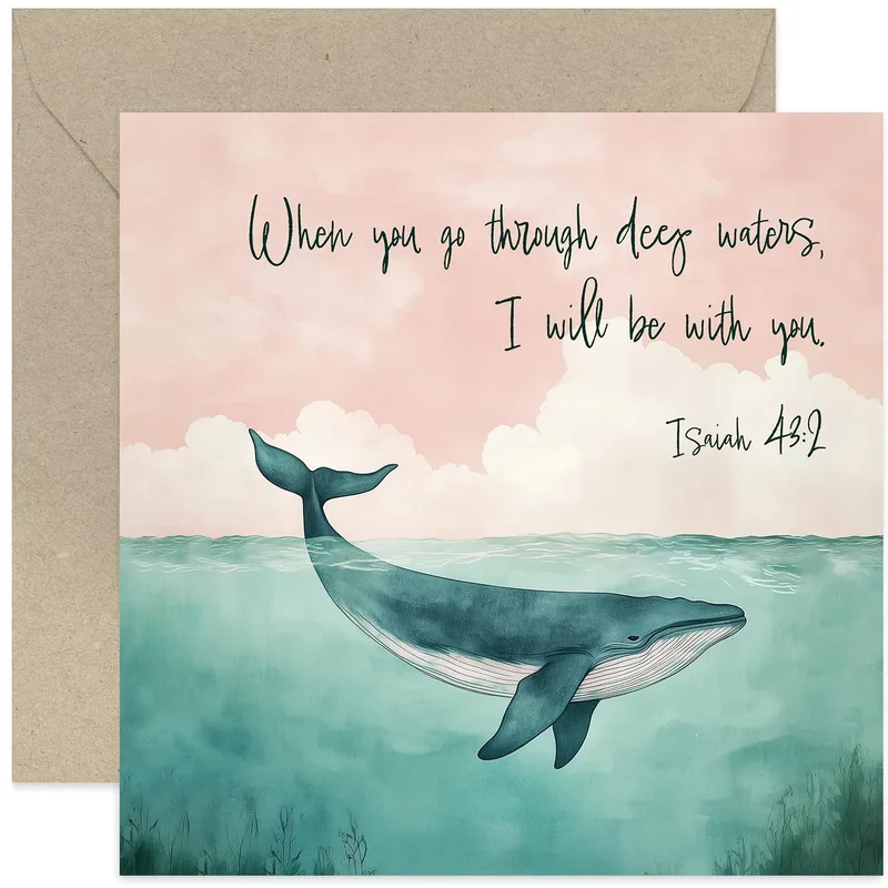 Deep Waters Card with a Whale and a Gentle Verse