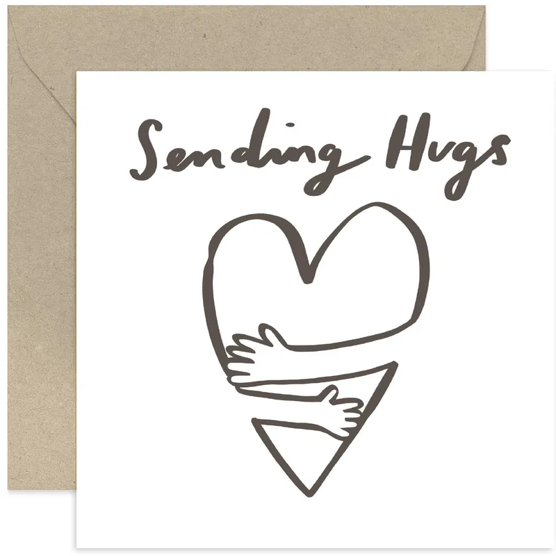 Black Line Heart Hug Card for Thinking of You Moments