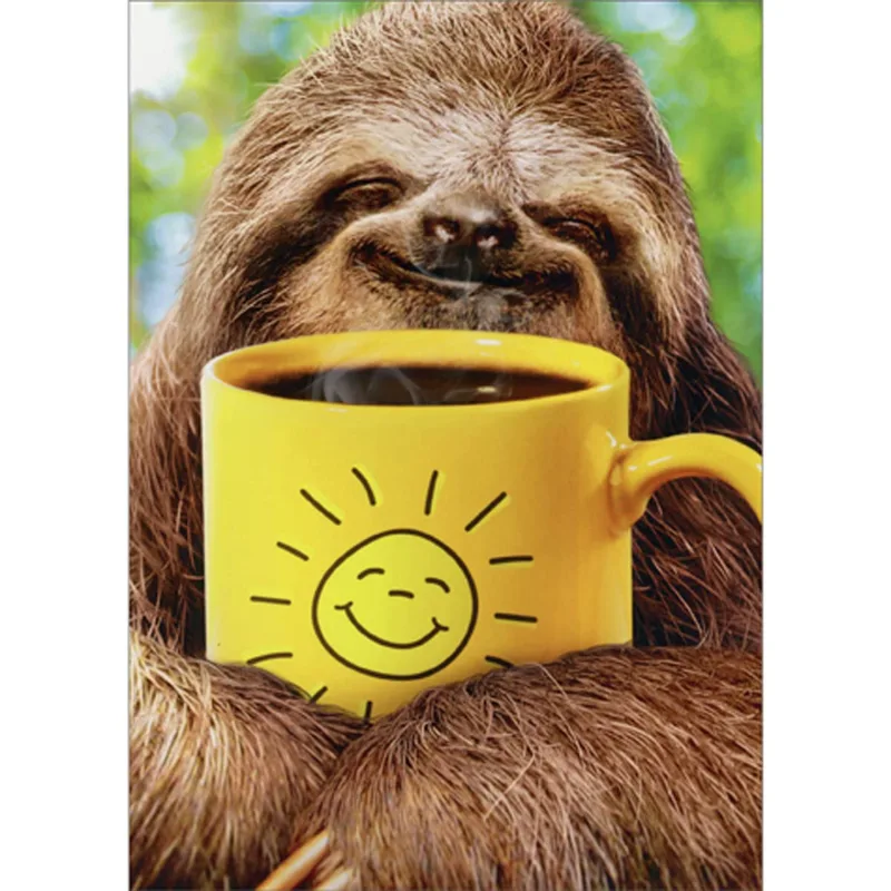 Sloth with Coffee Card: A Slow Morning Smile