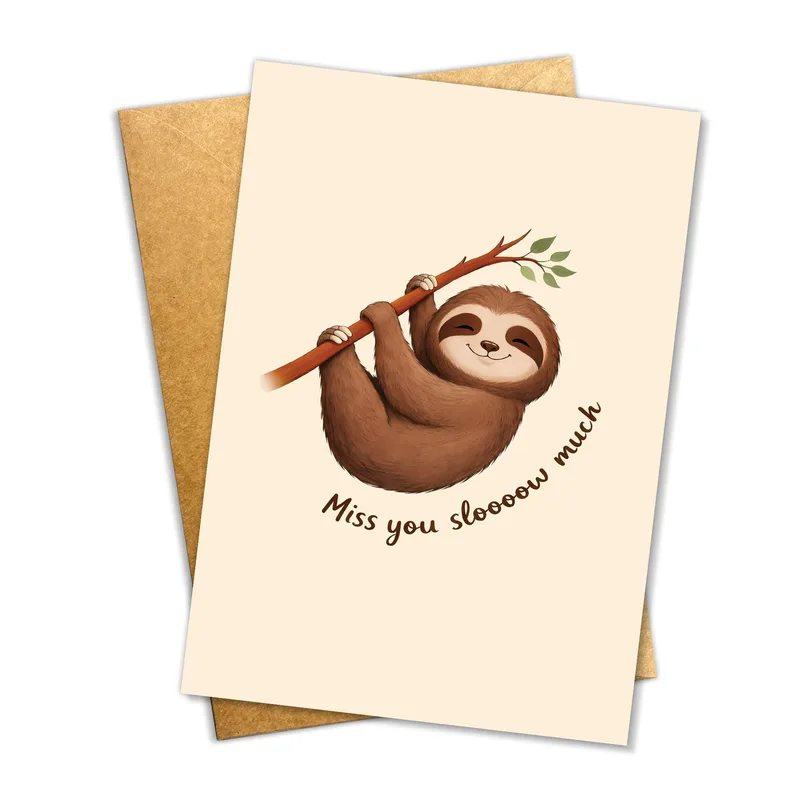 Sloth Miss You Card: A Lazy Hug from Far Away