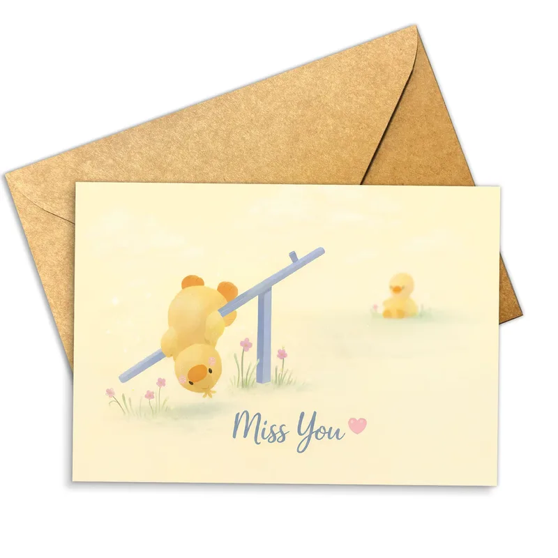 Duckling Miss You Card for Far-Away Friends and Family
