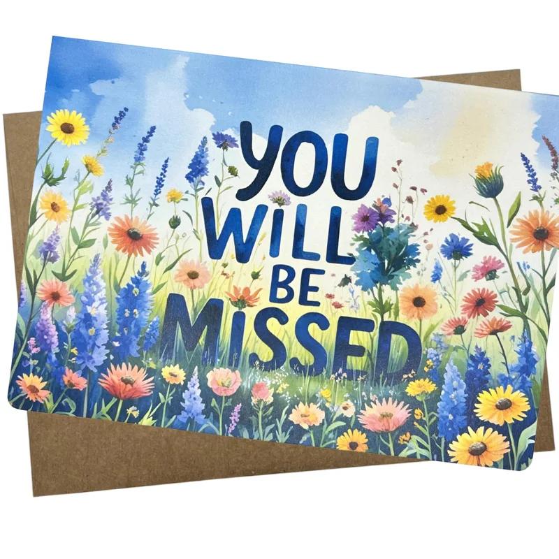 Missed Farewell Card: a wildflower meadow goodbye