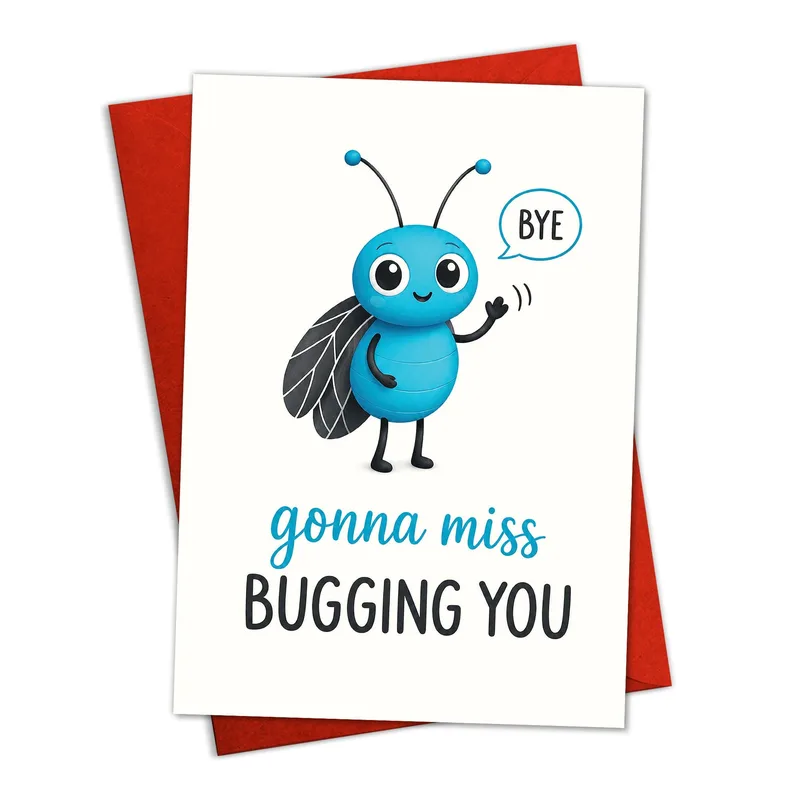Farewell Bug Card: A Cute Blue Bug Says Goodbye