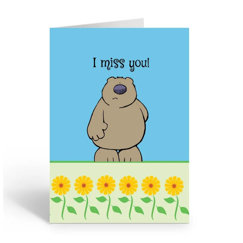 Sad Bear Miss You Card for Someone Far Away