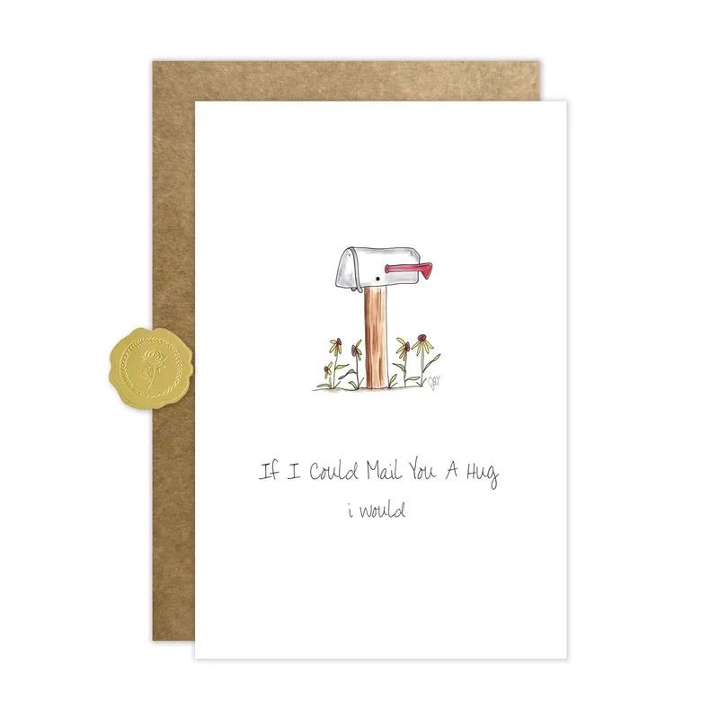 Mailbox with Wildflowers Card: A Hug Sent Your Way