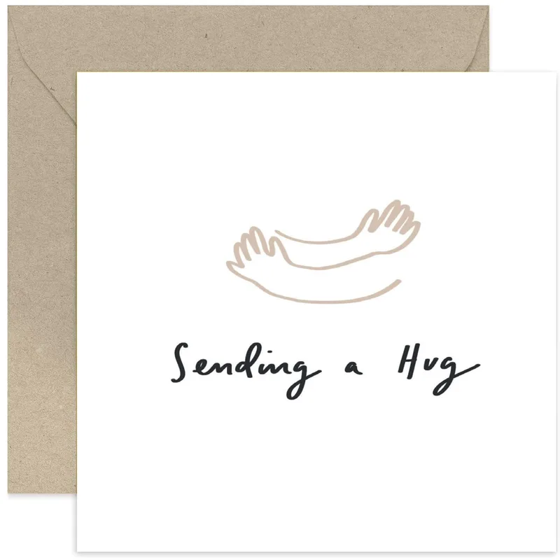 Minimalist Line Art Hands Card for Sending Comfort