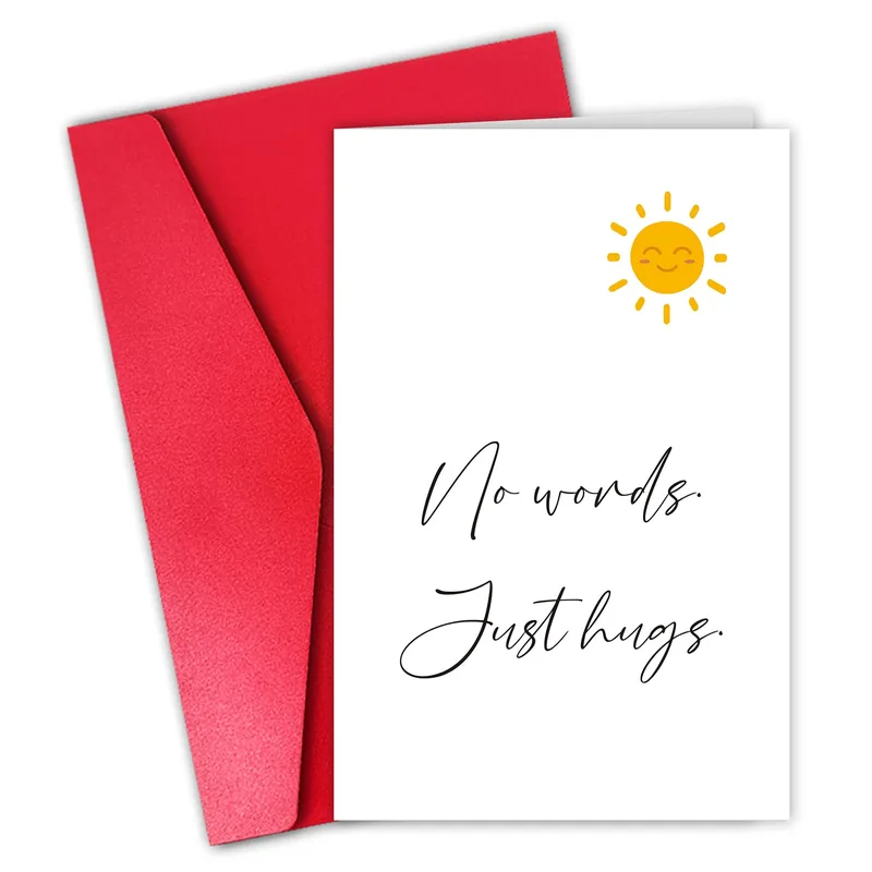 No words Card for Friend with Smiling Sun and Hugs Message