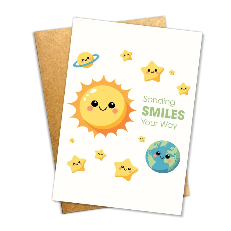 Sun Stars Planet Thinking of You Card: Sending Smiles Your Way Design