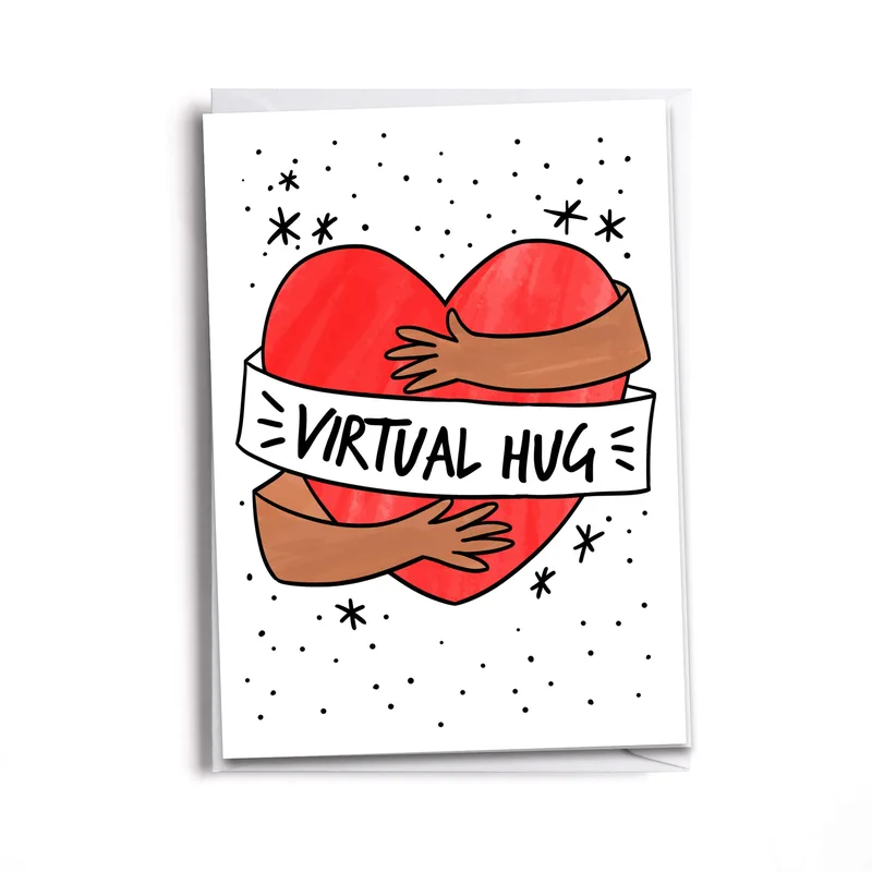 Heart Hugging Hands Love Card: Virtual Hug Design