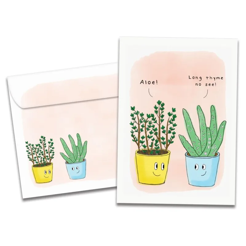 Potted Aloe Thyme Friendship Card for Plant Lovers