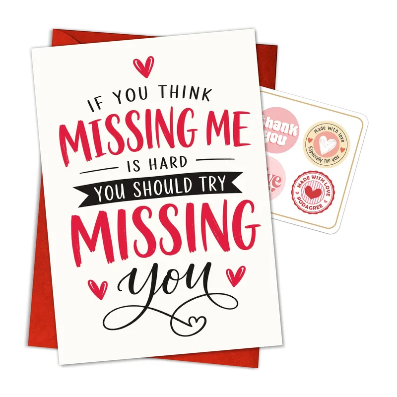 Card Pink Script Miss You Card: A Witty Message for Loved Ones