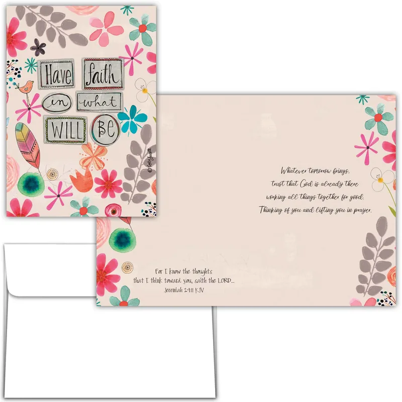 Floral Border Scripture Encouragement Card for Faith and Hope