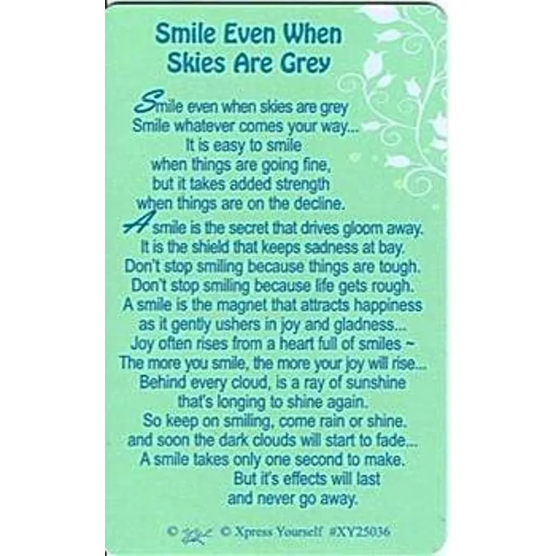 Poem Keepsake Card Encouragement Card for Grief and Hard Times