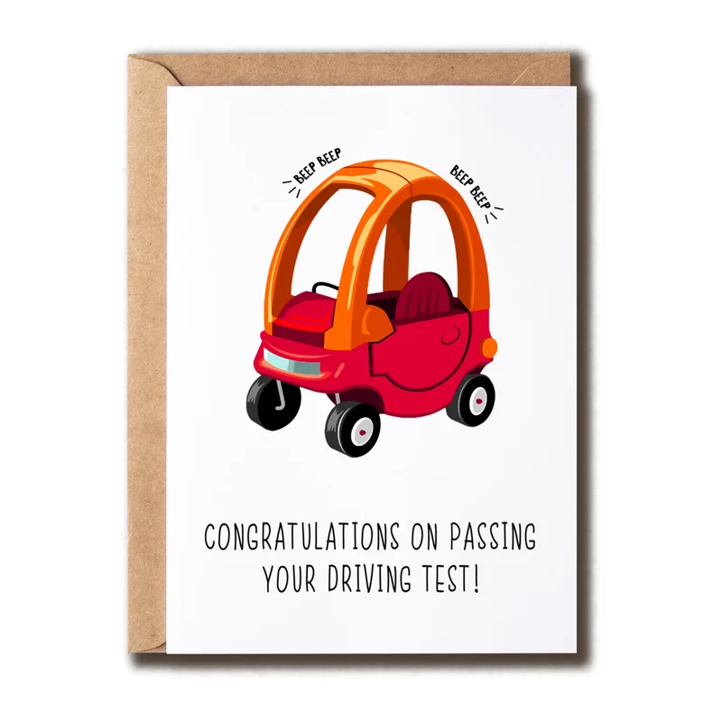 Toy Car Driver Card: Congrats on Your Test