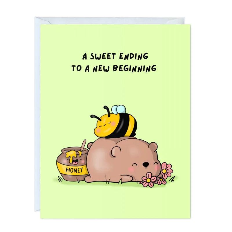 Sweet Ending Card: A Cozy Bear and Bee for New Beginnings