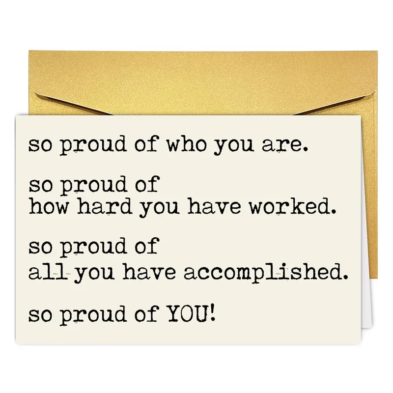 So Proud of You Card: Typewriter Text Praise for Big Wins