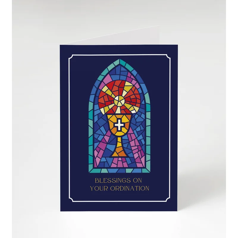 Ordination Congratulations Card with Stained Glass Chalice