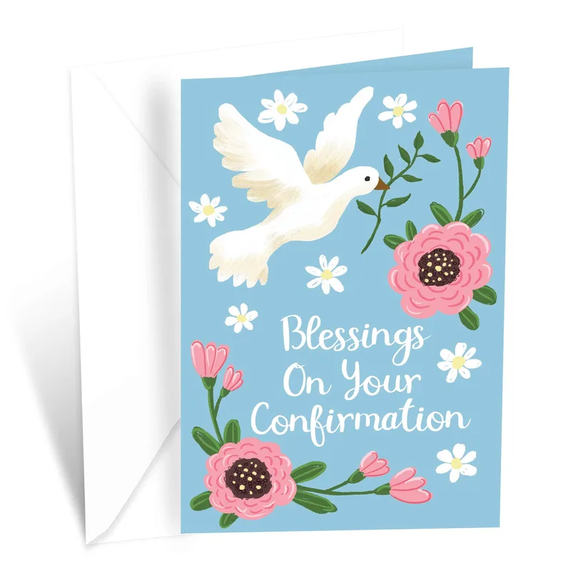 Confirmation Blessings Card with a White Dove and Florals