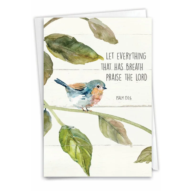 Praise the Lord Card: Watercolor Bird on a Branch