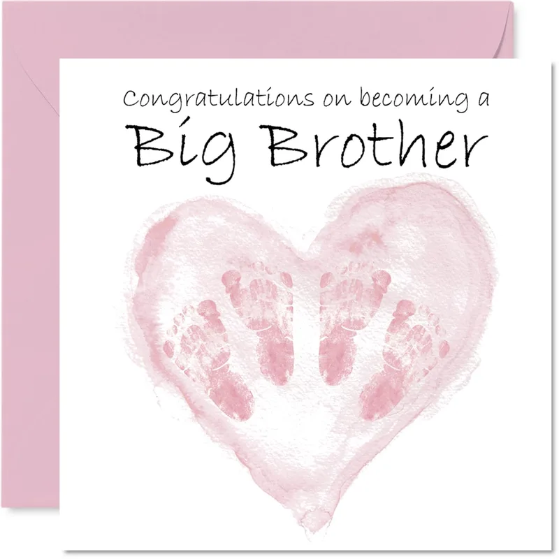 New Big Brother Card: Pink Footprints in a Heart