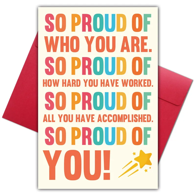 Colorful Bold Typography Text Card: So Proud of You