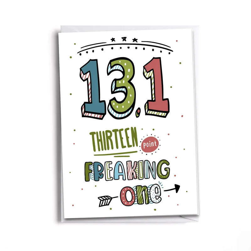 Half Marathon Finisher Card Celebrating 13.1 Miles with Doodle Art