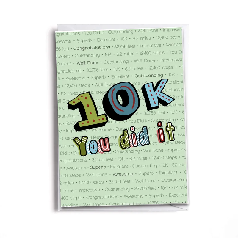 10K Finisher Card: a cheer for the one who crossed the line
