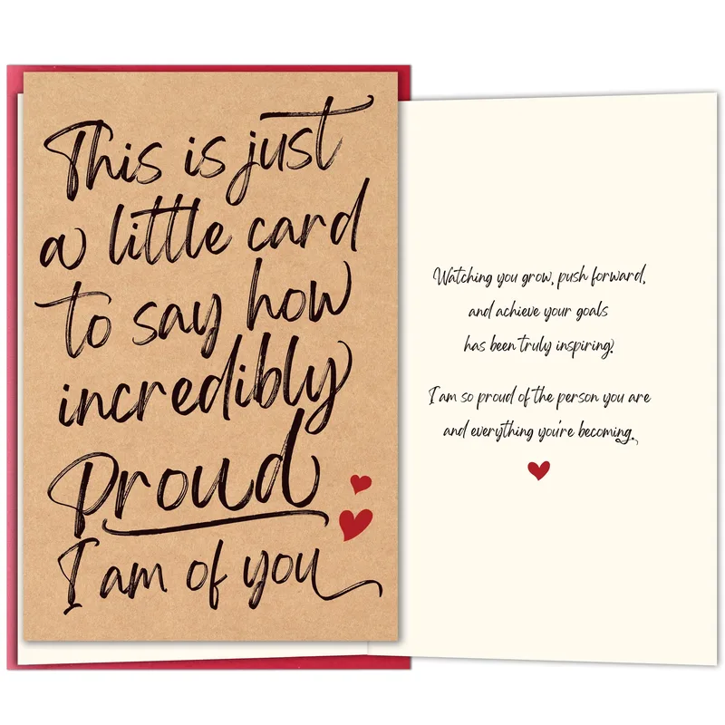 Kraft Paper Handwritten Script Card: Proud of You