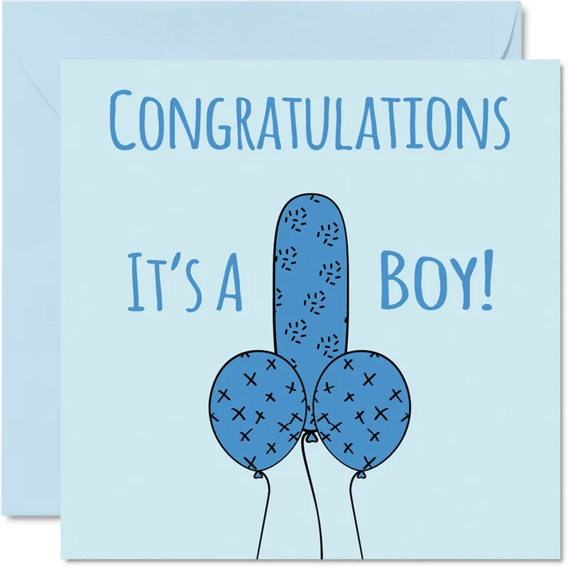 Blue Balloons Pattern Card: Congratulations, It’s a Boy