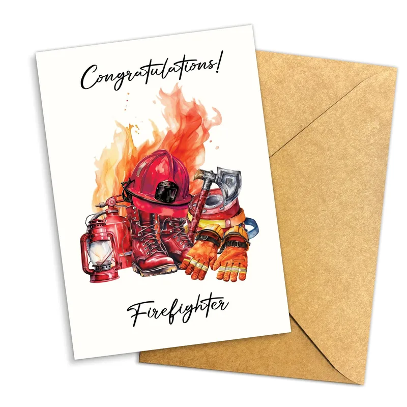 Firefighter Gear Card: Congrats on Your Badge