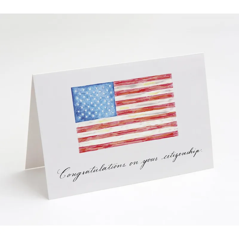 Citizenship Congratulations Card with Watercolor Flag