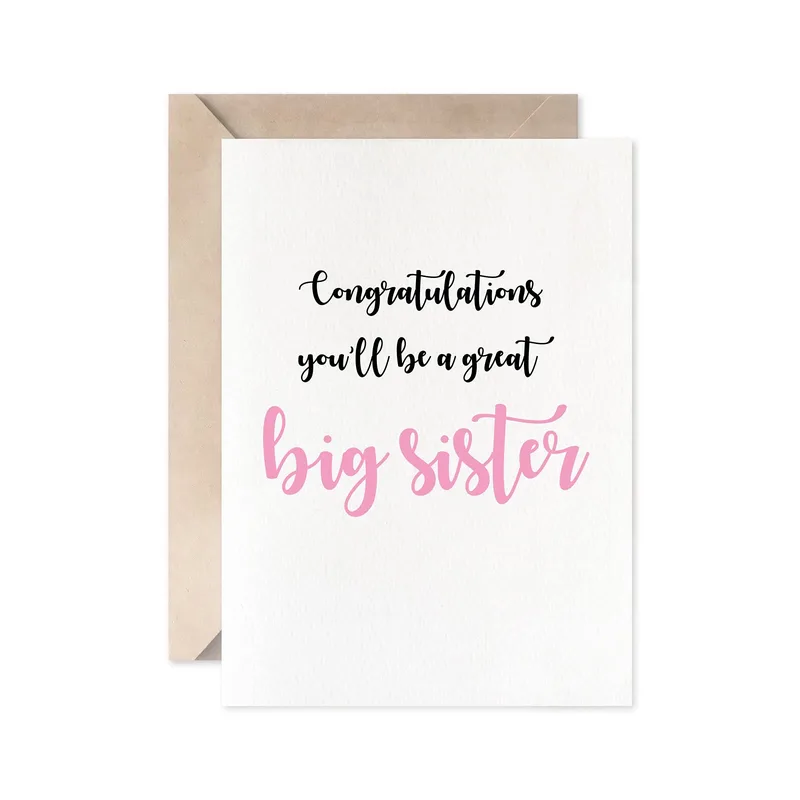 Congratulations Big Sister Card for a New Baby Announcement