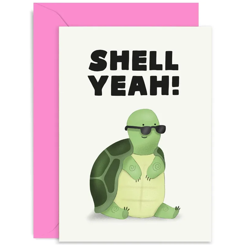 Shell Yeah Card: Cool Turtle Congratulations Card