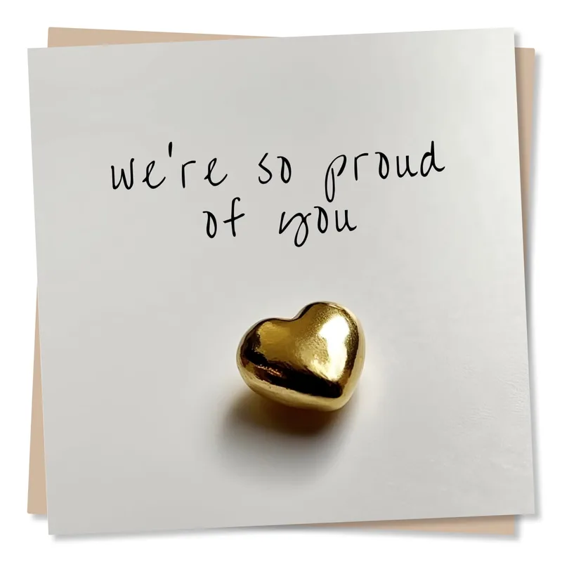 Proud Parents Card with a Gold Heart Message