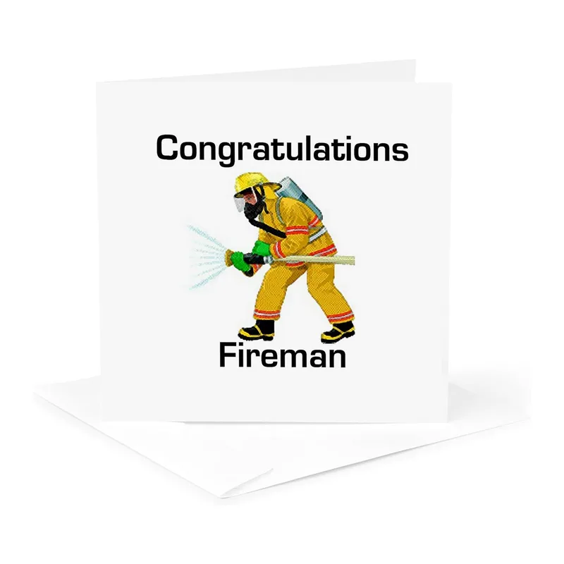 Firefighter Congratulations Card: Fireman With Hose