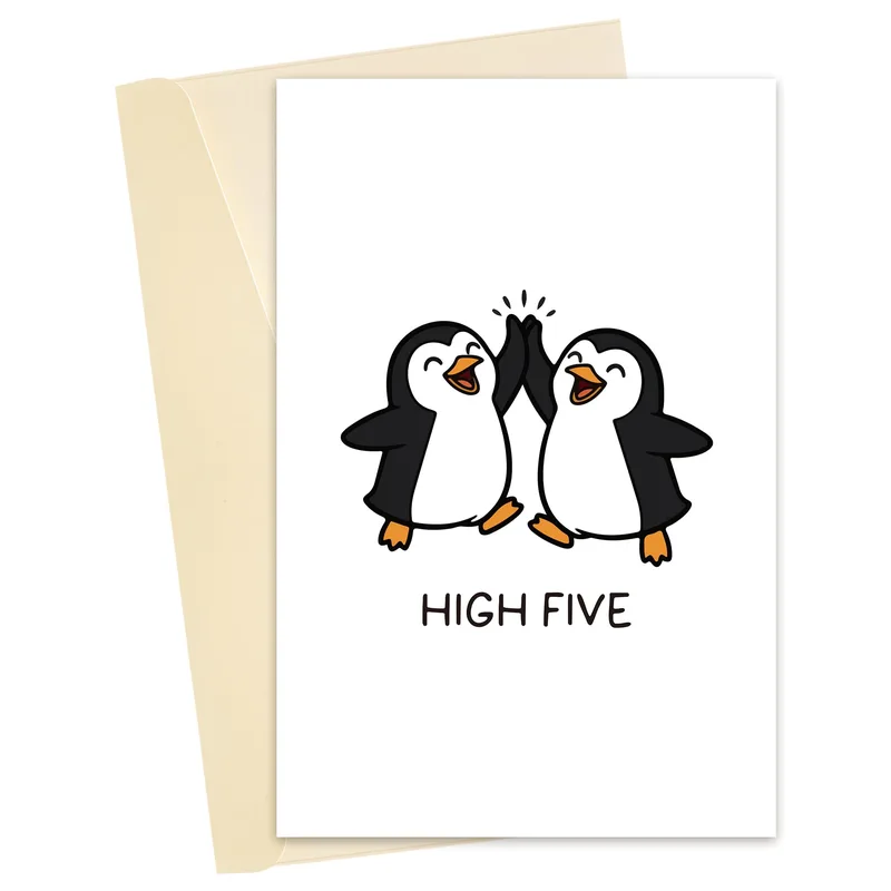 Penguin High Five Card for Your Best Moments