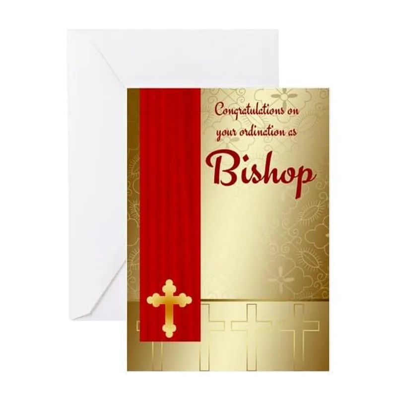 Bishop Ordination Card: Red and Gold Congratulations