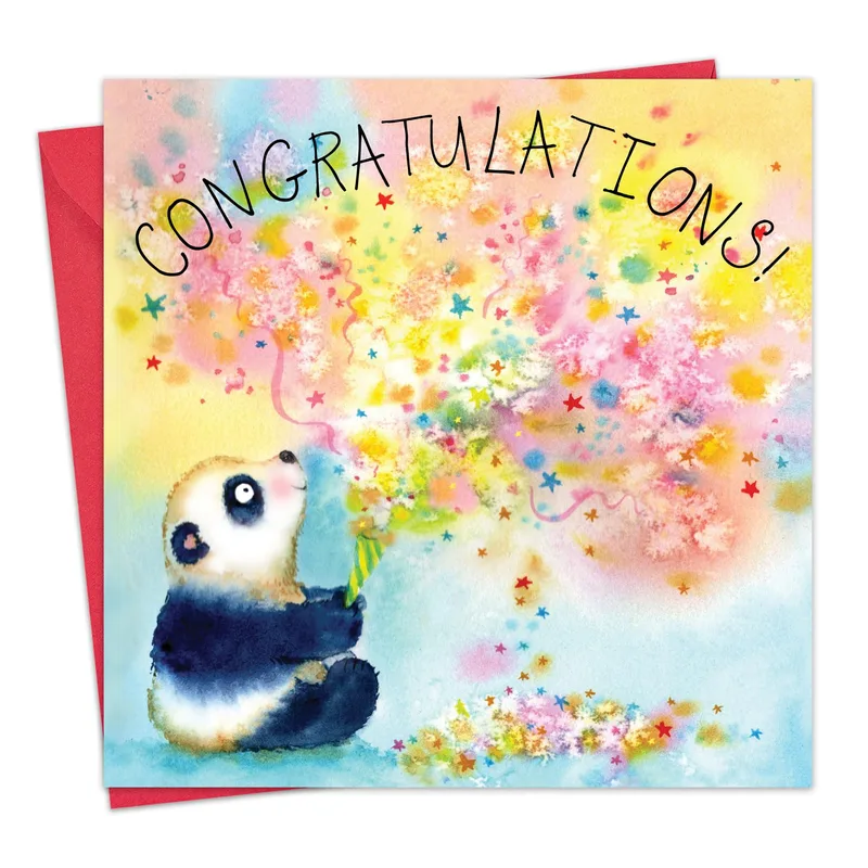 Congratulations Panda Card with a Confetti Burst
