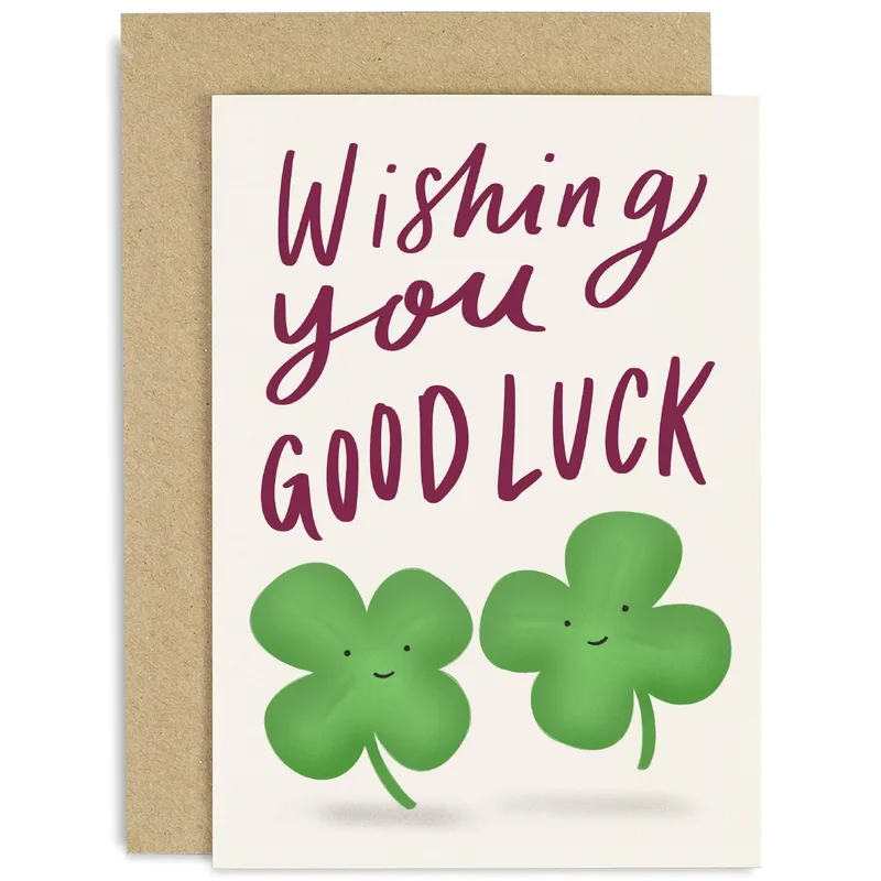 Wishing You Good Luck Card: Two Smiling Clovers