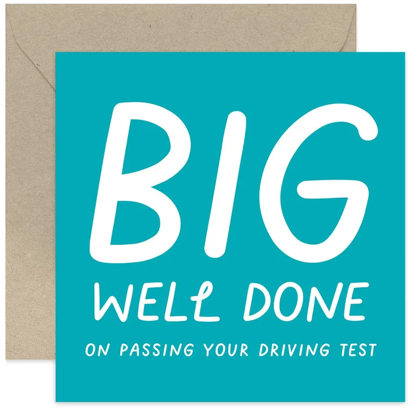 Well Done Driving Card: a bold teal congrats for a new driver