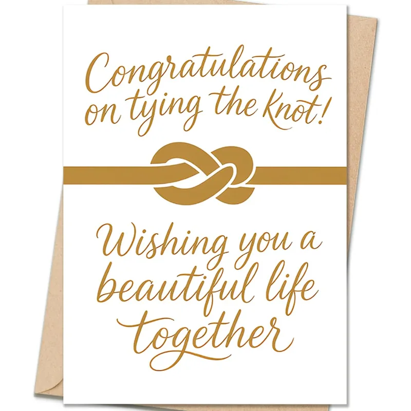 Tying the Knot Card for Newlyweds in Gold Script