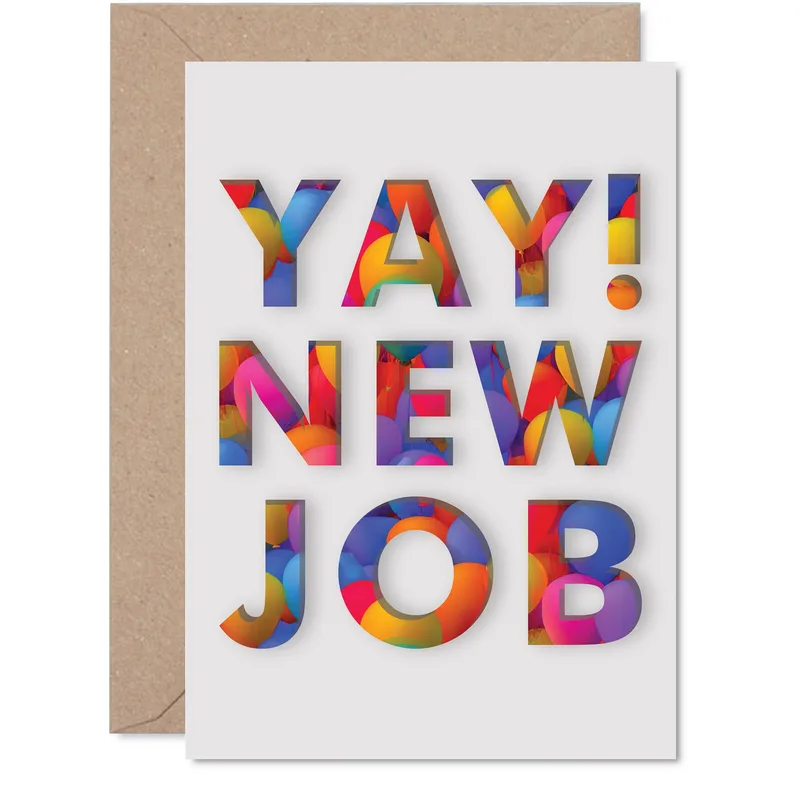 Congrats on New Job Card with cutout balloon letters